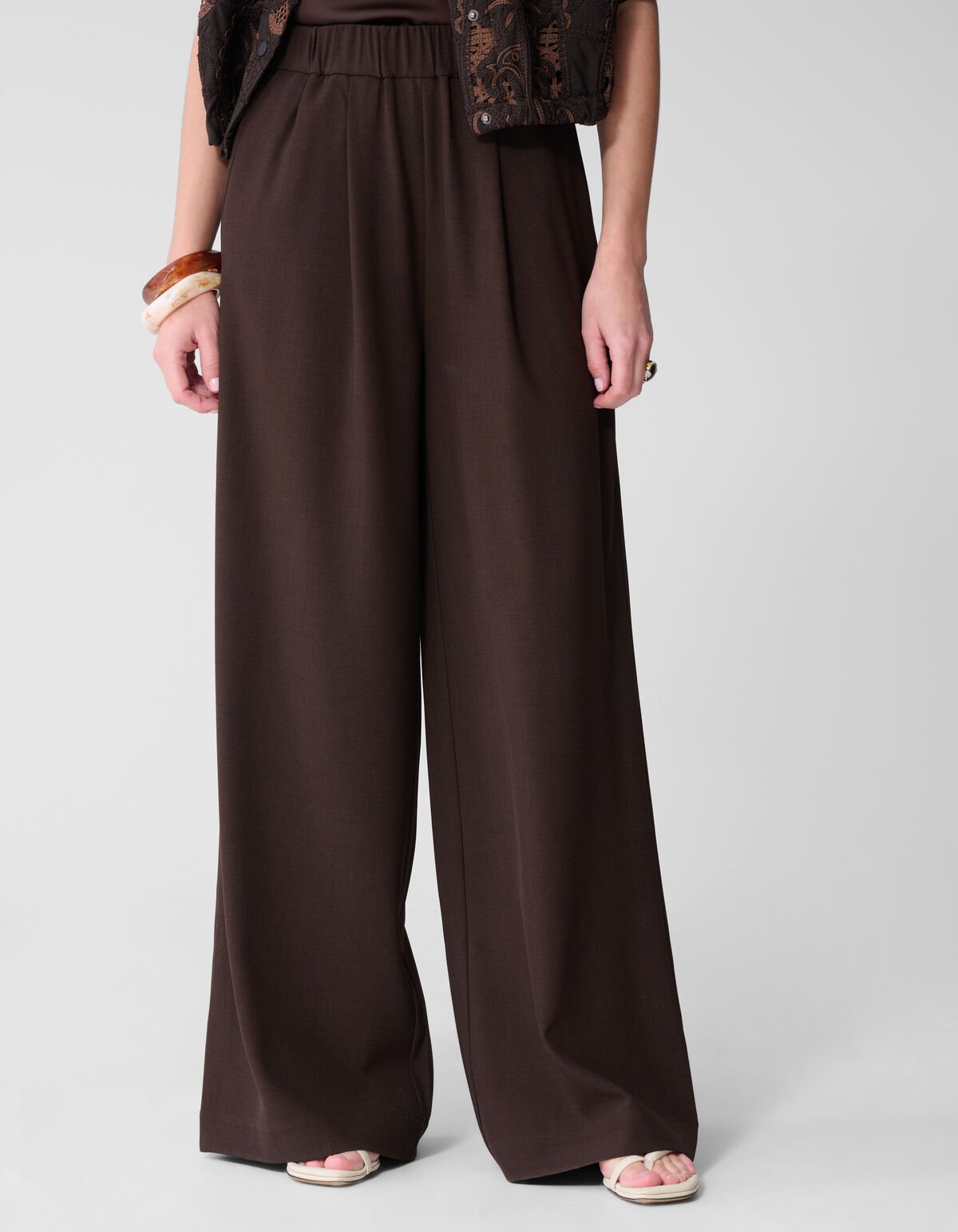 Wide Leg Fit Broek Donkerbruin By Mieke SHOEBY WOMEN
