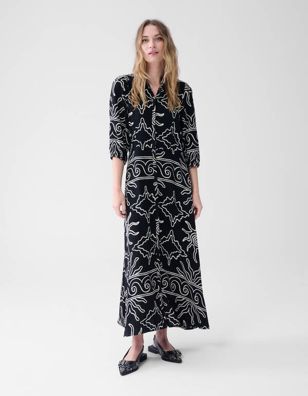 Printed Maxi Jurk Zwart SHOEBY WOMEN