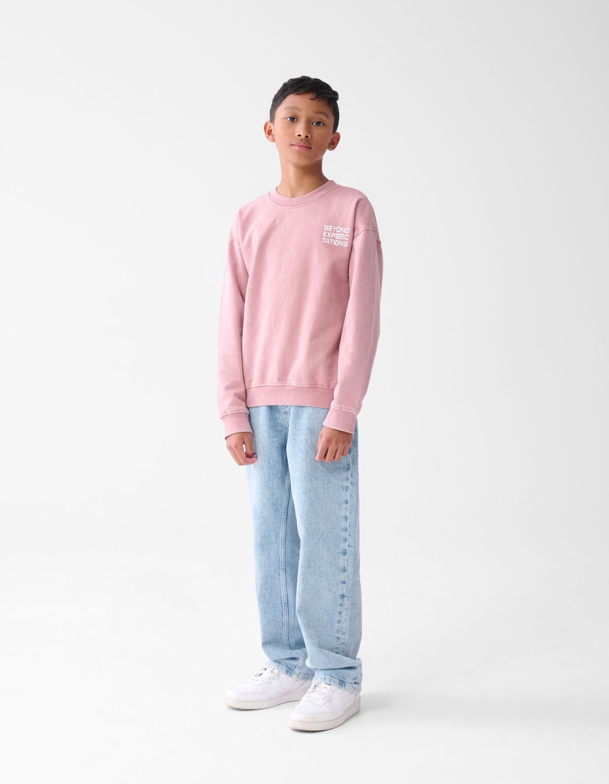 Washed Artwork Sweater Donkerroze SHOEBY BOYS