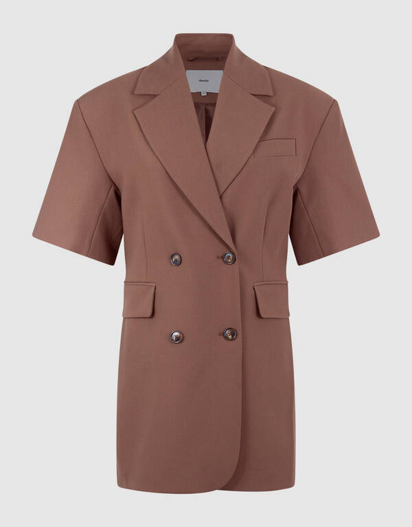 Short Sleeve Blazer Jurk Bruin SHOEBY WOMEN