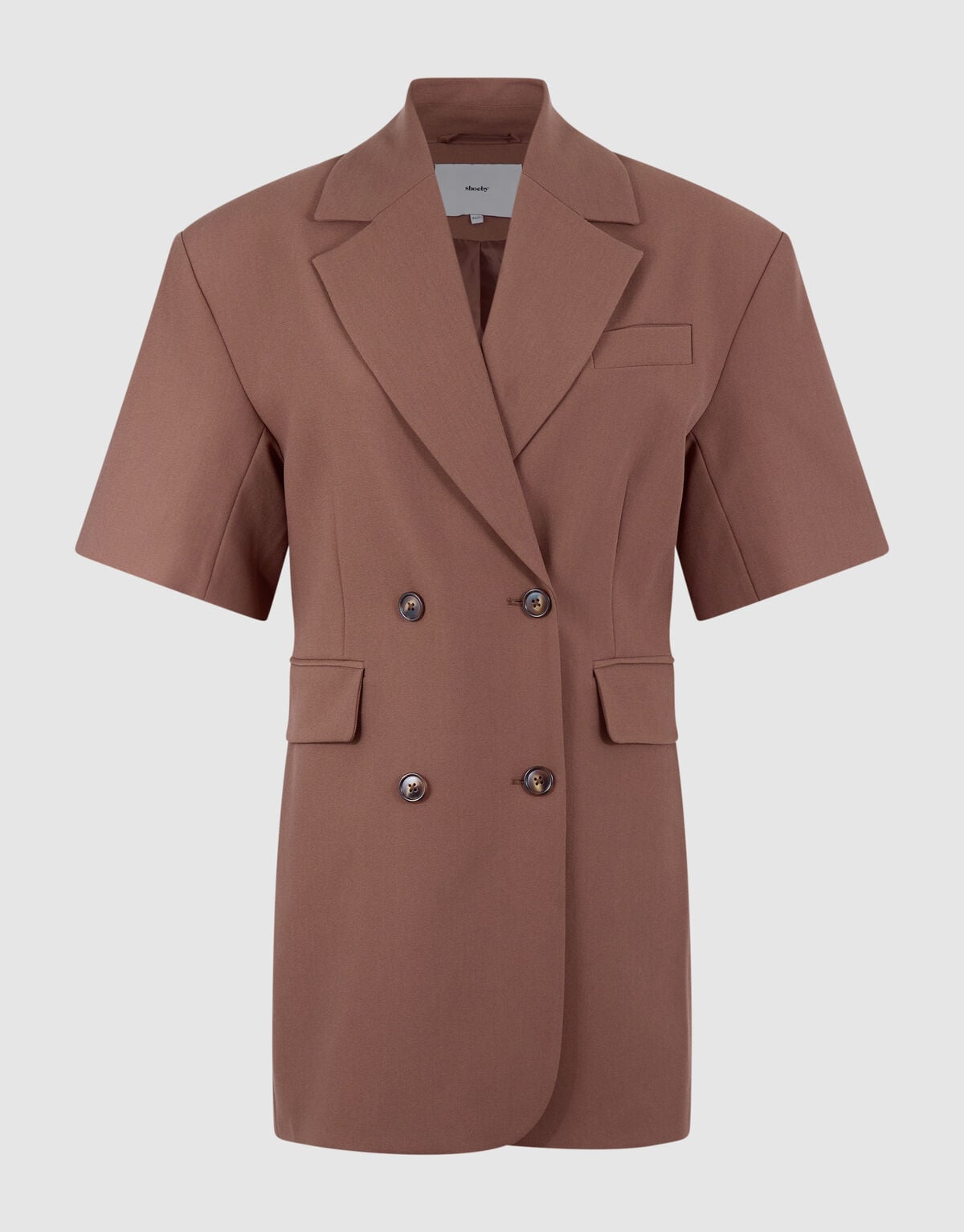 Short Sleeve Blazer Jurk Bruin SHOEBY WOMEN