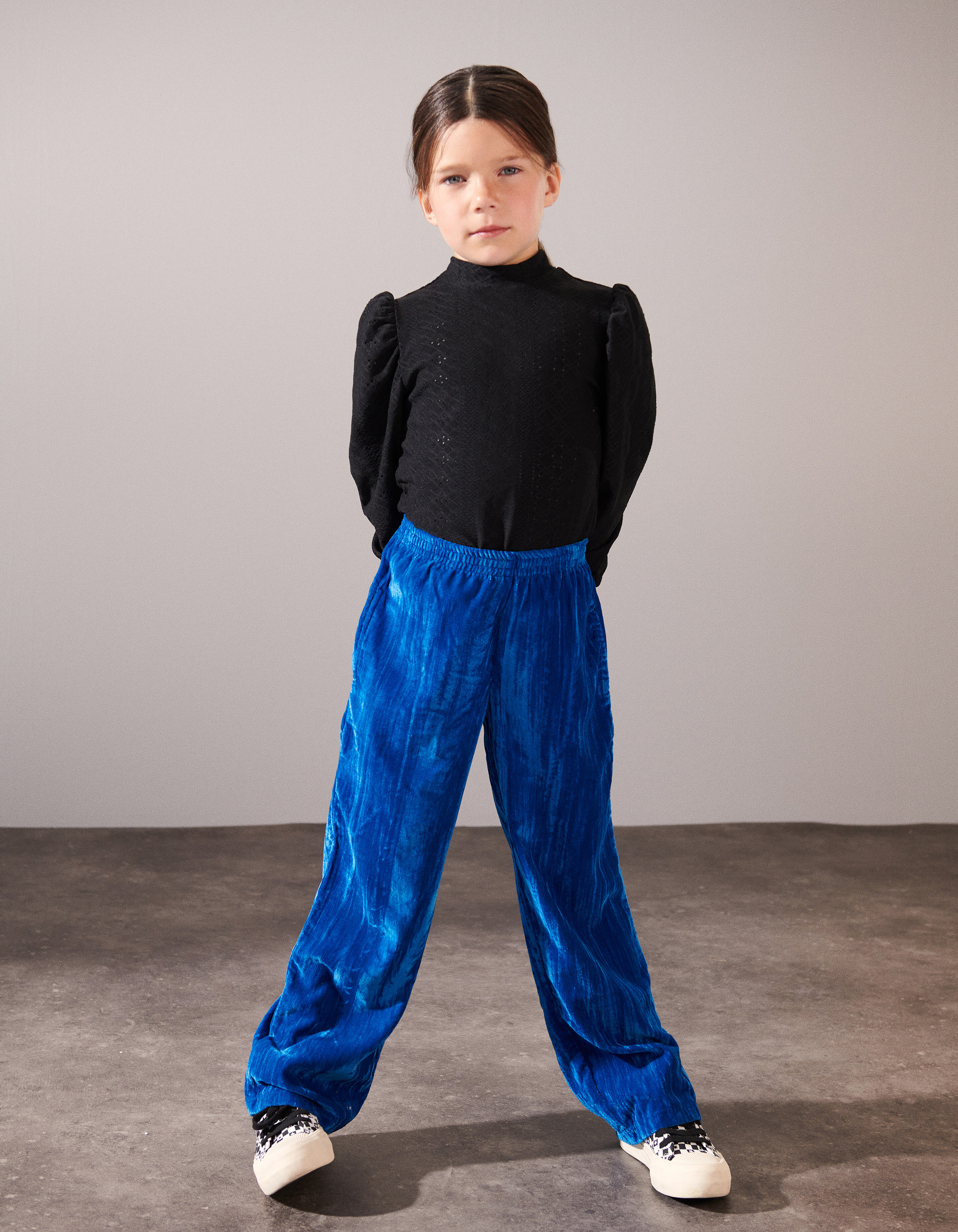 Velvet Wide Leg Broek Blauw SHOEBY GIRLS