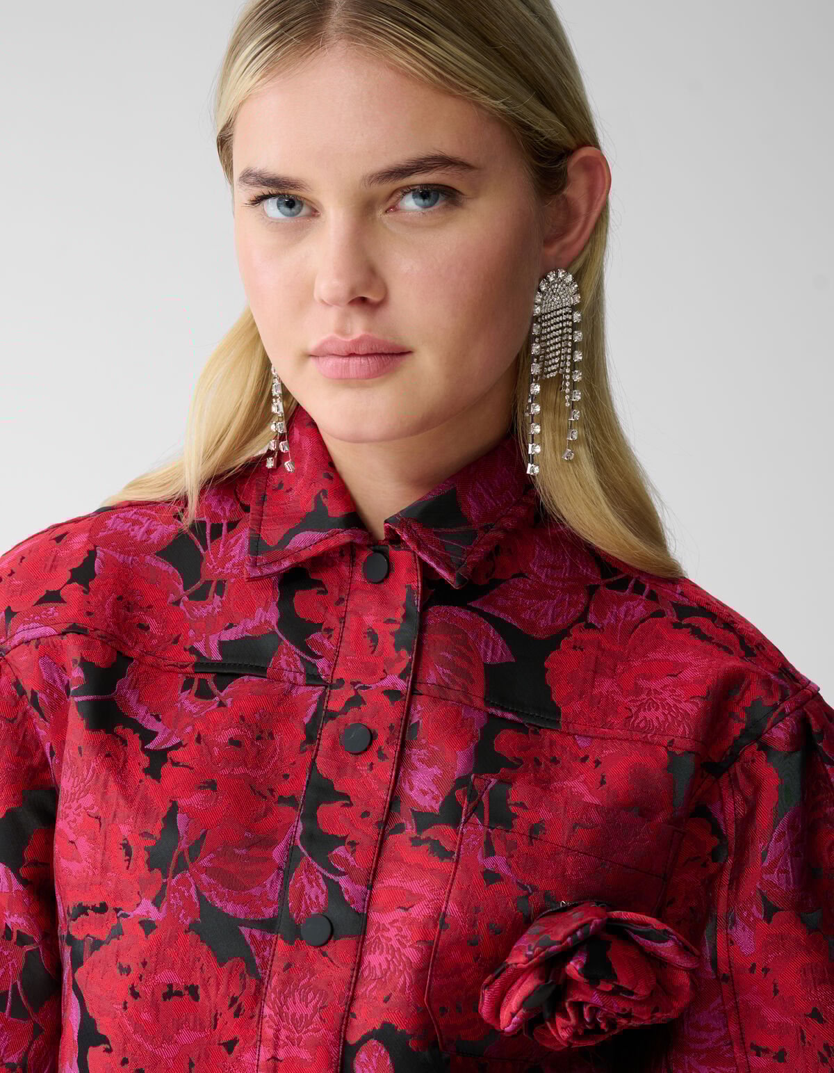 Rose Jacquard Blouse Donkerrood SHOEBY WOMEN