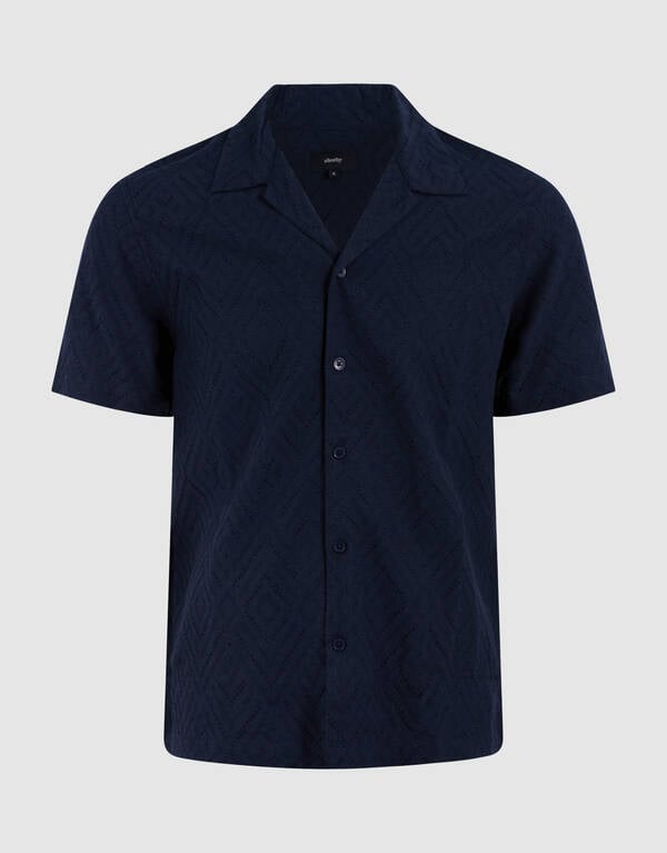 Wavy Jacquard Shirt Donkerblauw SHOEBY MEN