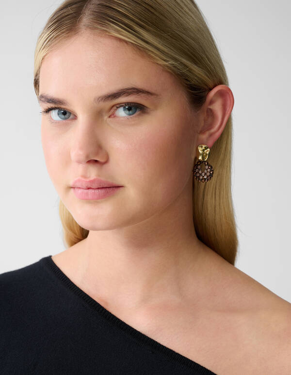 Beaded Roundy Oorbellen Bruin SHOEBY ACCESSOIRES