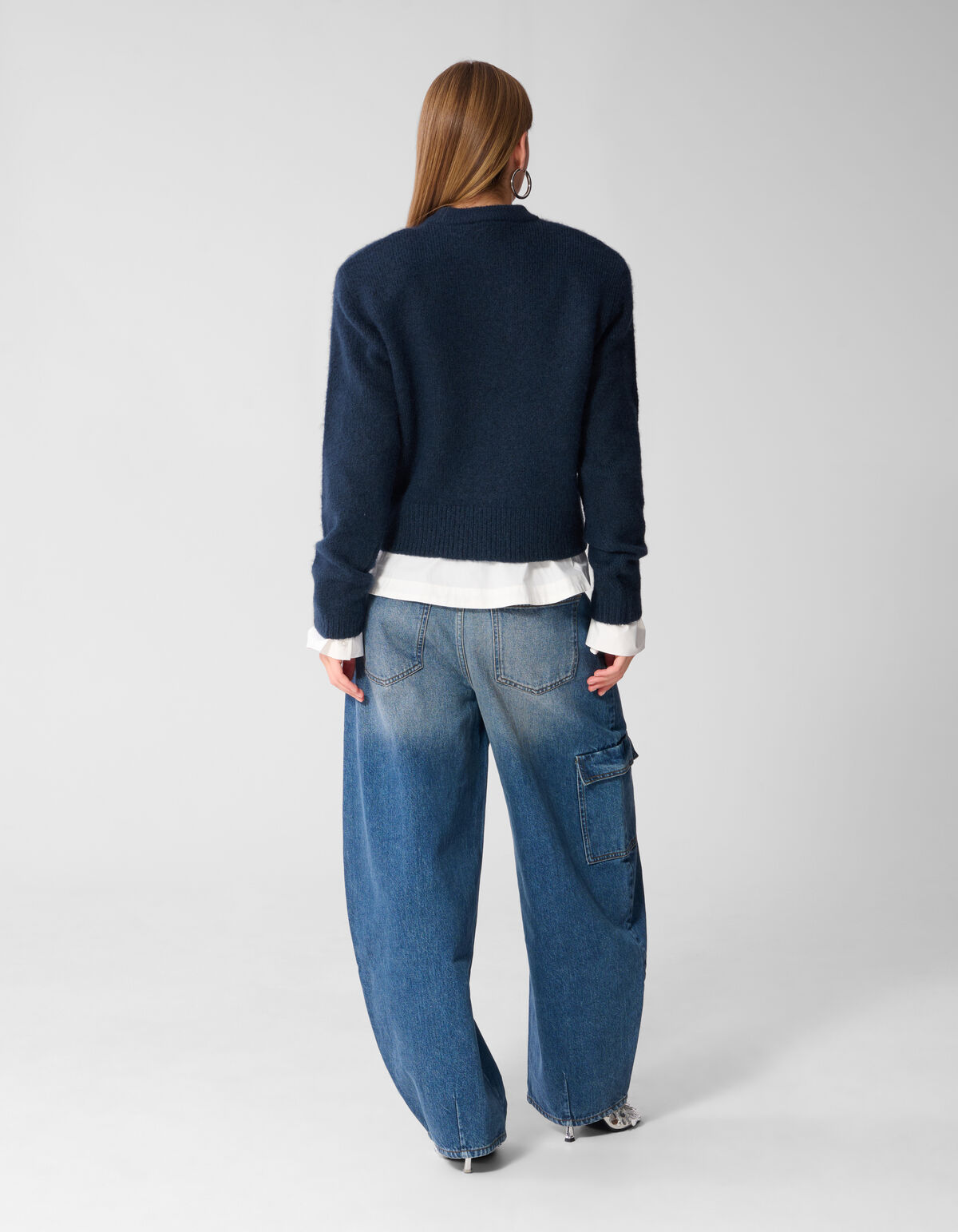 Shoulder Crew Gebreide Trui Donkerblauw SHOEBY WOMEN