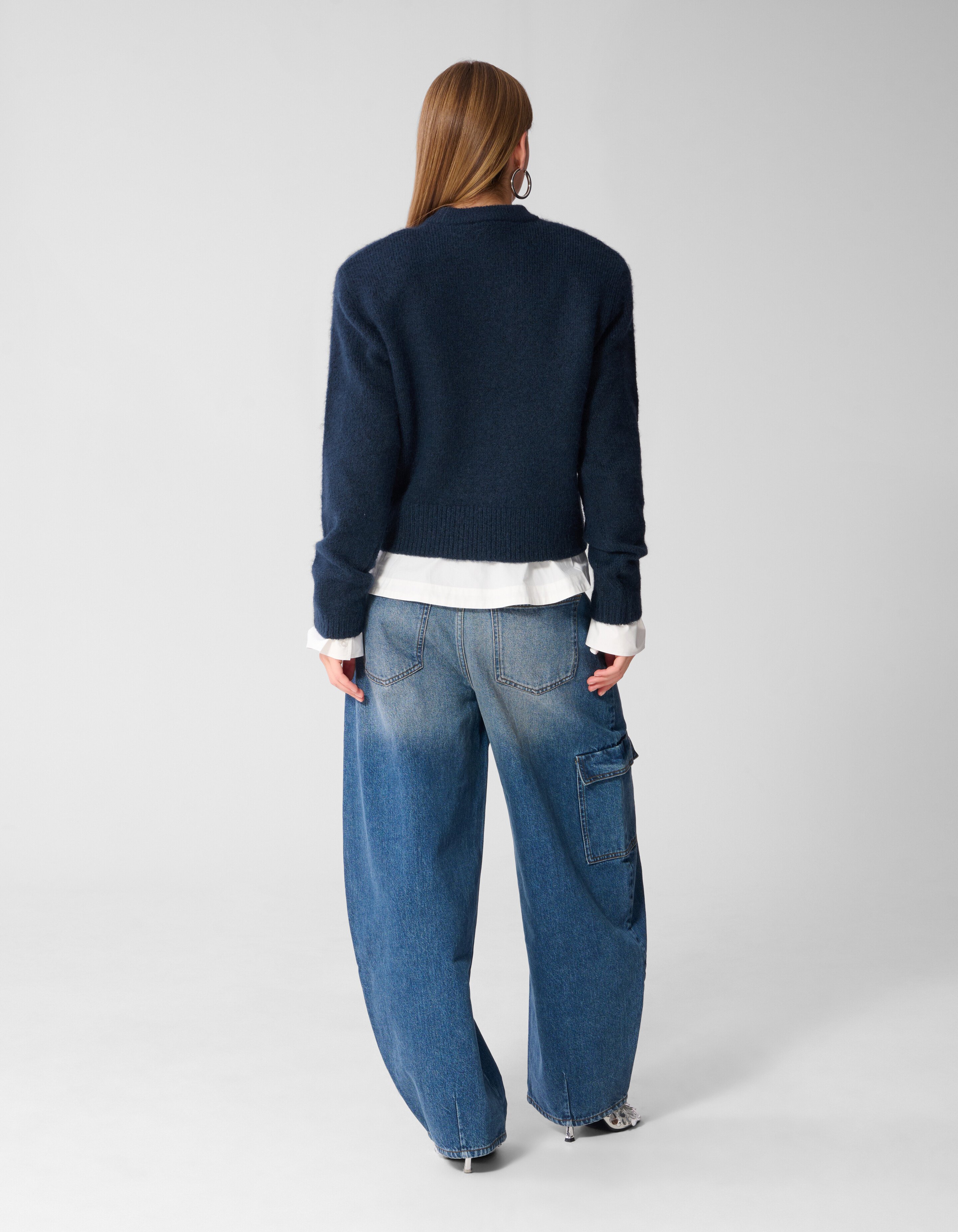 Shoulder Crew Gebreide Trui Donkerblauw SHOEBY WOMEN