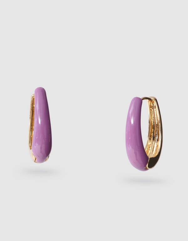 Oval Hoops Oorbellen Paars SHOEBY ACCESSOIRES