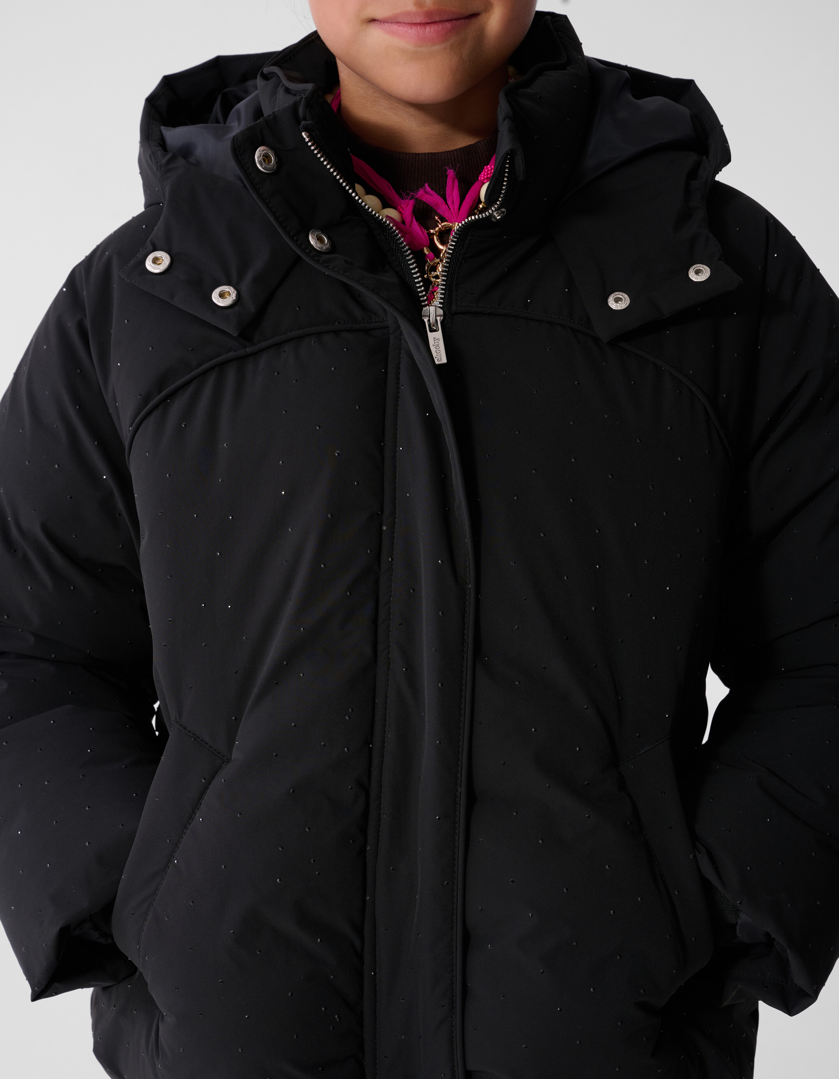 Strass Puffer Jas Zwart SHOEBY GIRLS