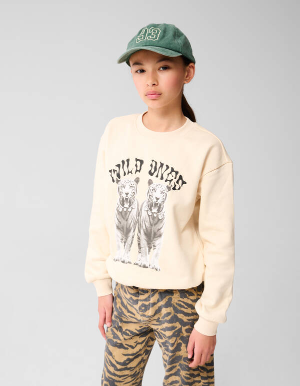 Tijger Artwork Sweater Gebroken Wit SHOEBY GIRLS