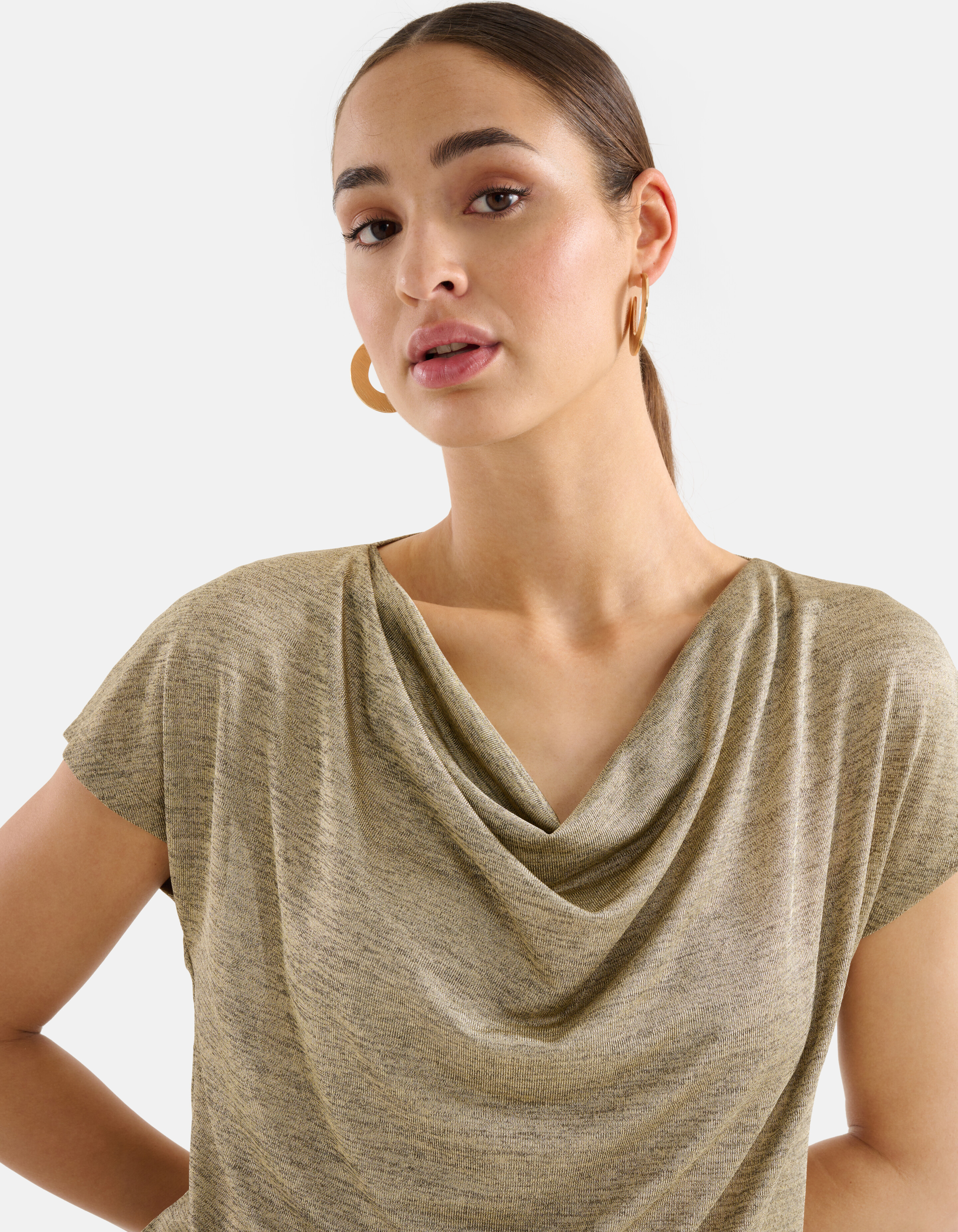 Gedrapeerde Glitter Top Goud SHOEBY WOMEN