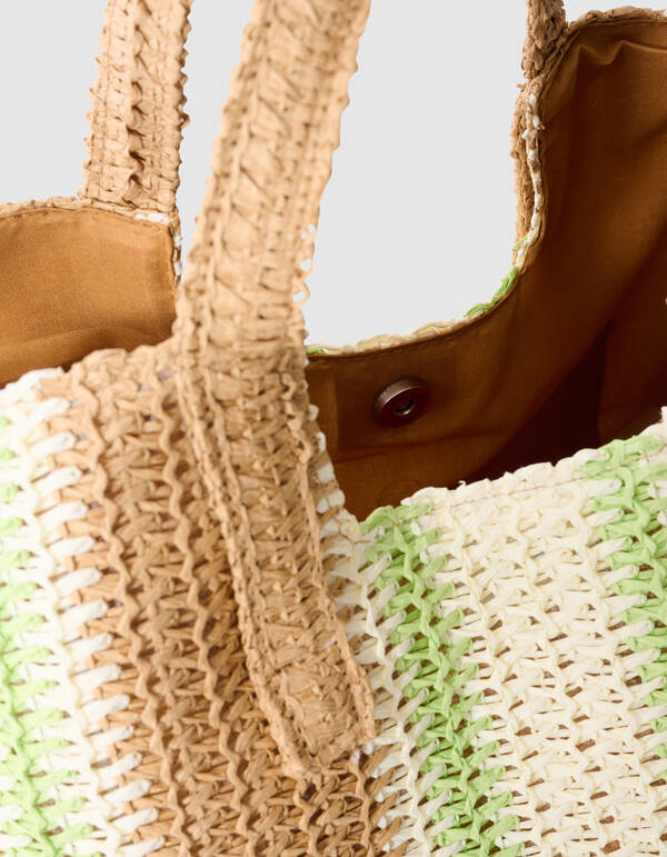 Gebreide Strandshopper Lichtgroen/Taupe SHOEBY ACCESSOIRES