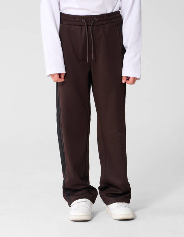Track Wide Leg Fit Broek Donkerbruin SHOEBY BOYS