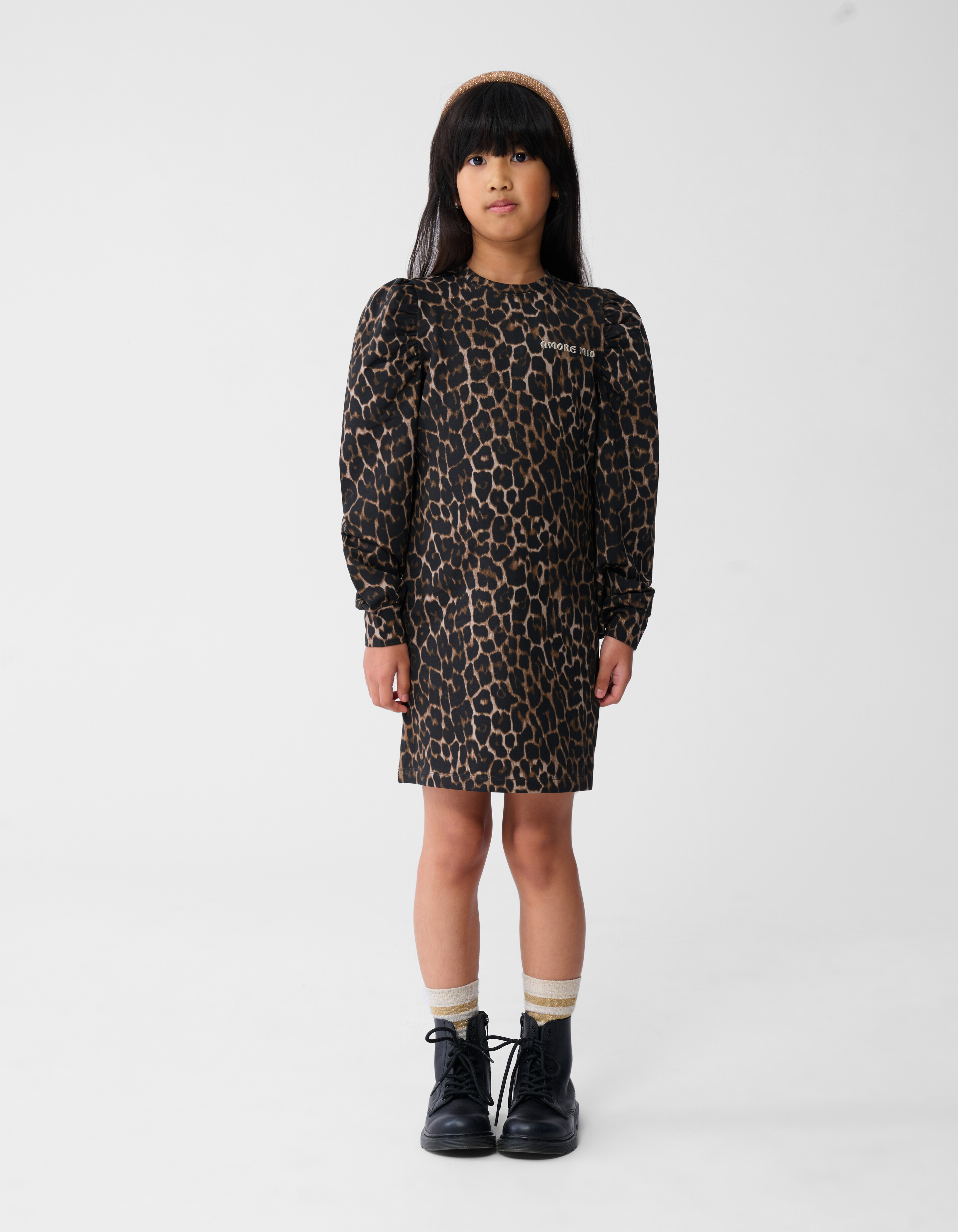 Printed Leopard Mini Jurk Bruin SHOEBY GIRLS