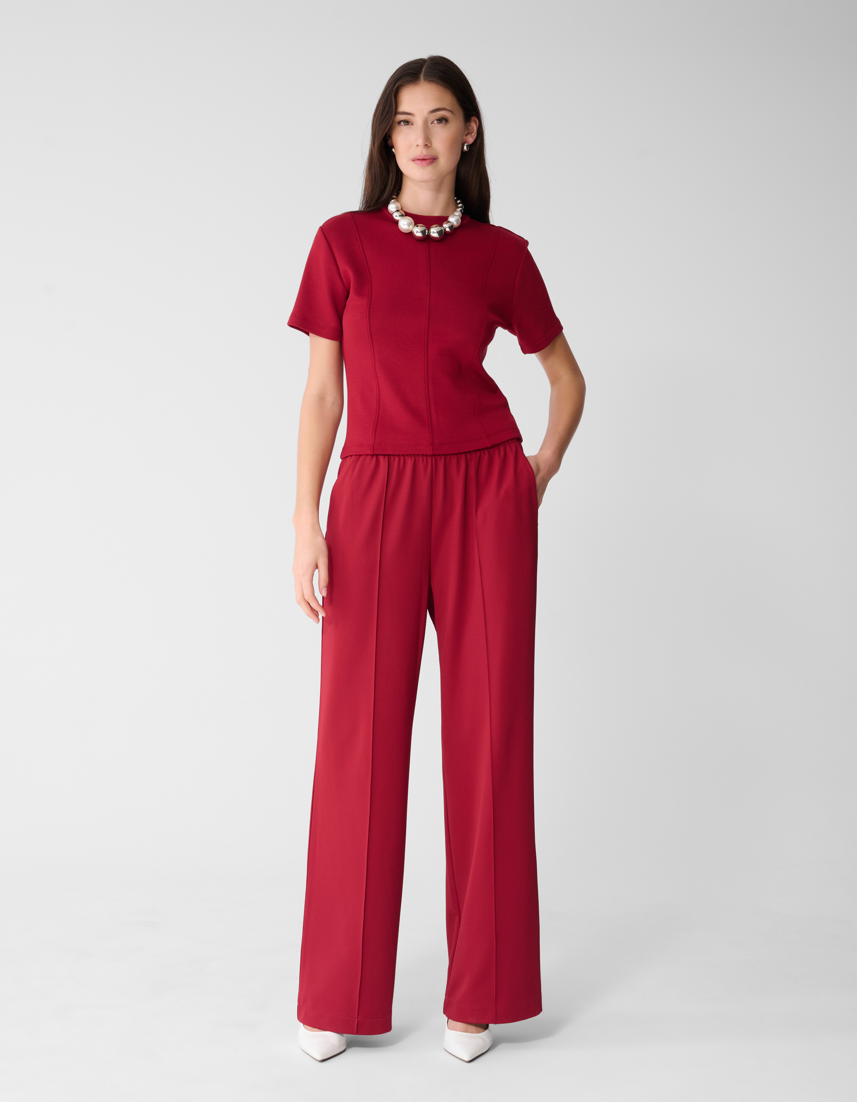 Basis Wide Leg Broek Rood SHOEBY WOMEN