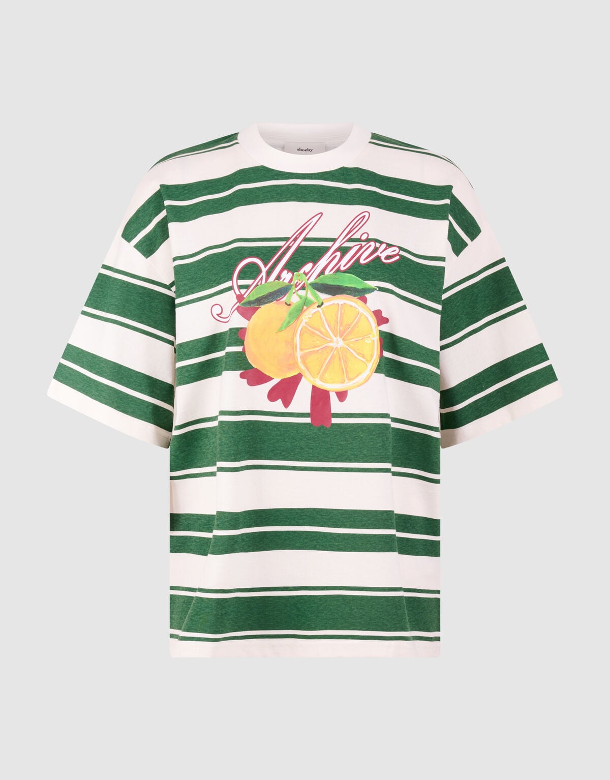 Stripe Artwork T-shirt Groen SHOEBY WOMEN