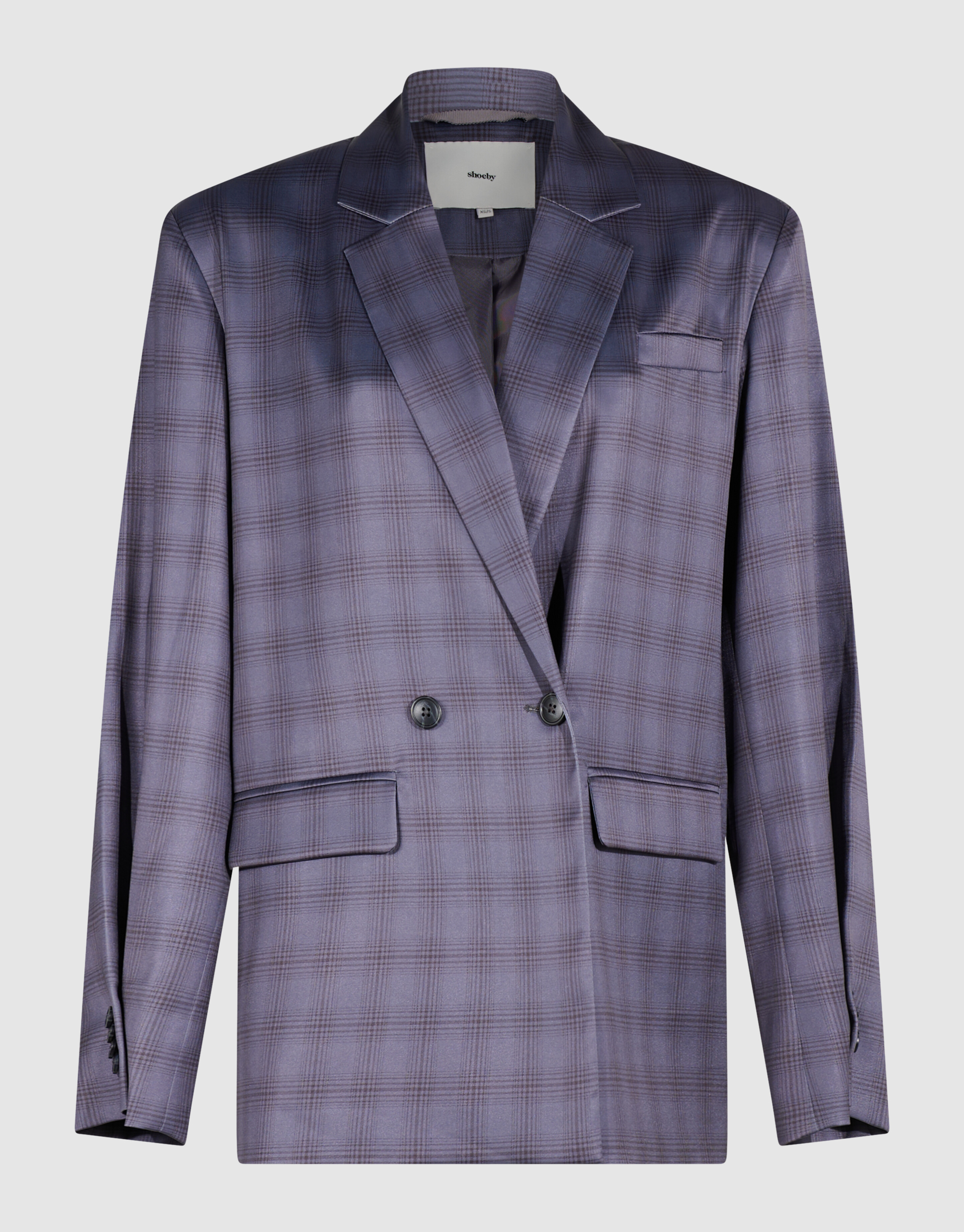 Satijnen Geruiten Blazer Grijs By Mieke SHOEBY WOMEN