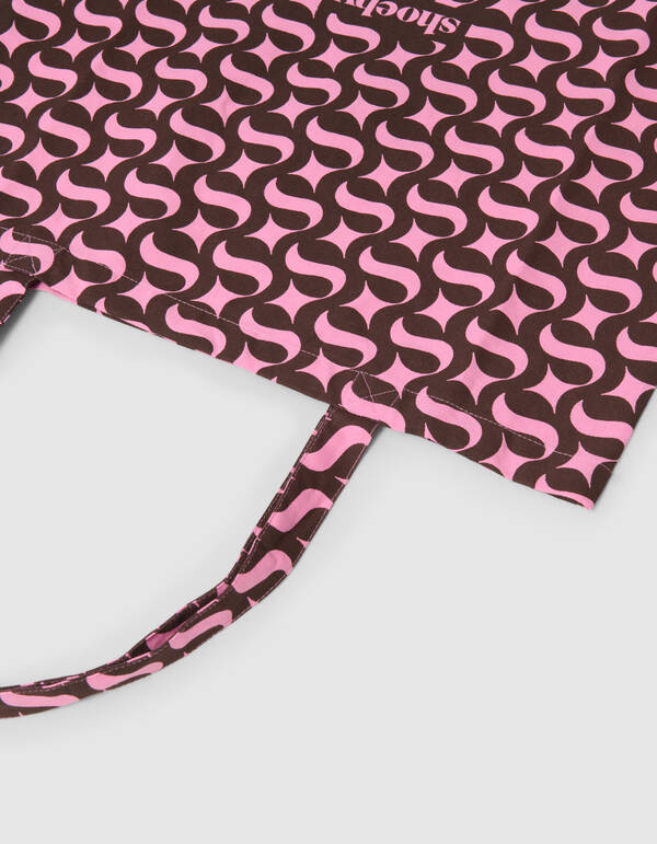 Shoeby Logo Shopper Bruin/Roze SHOEBY ACCESSOIRES
