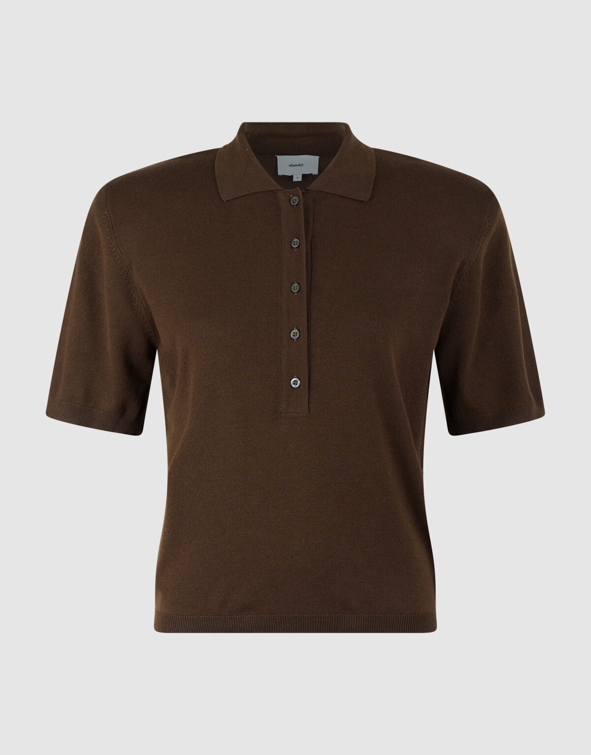 Shortsleeve Gebreide Polo Bruin SHOEBY WOMEN