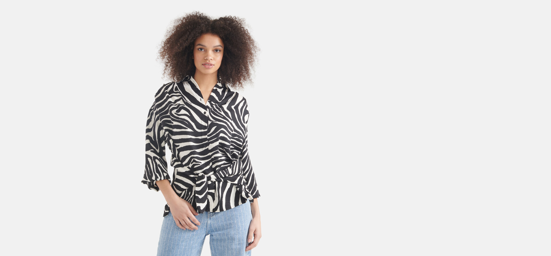 Zebra Print Blouse Zwart/Wit SHOEBY WOMEN
