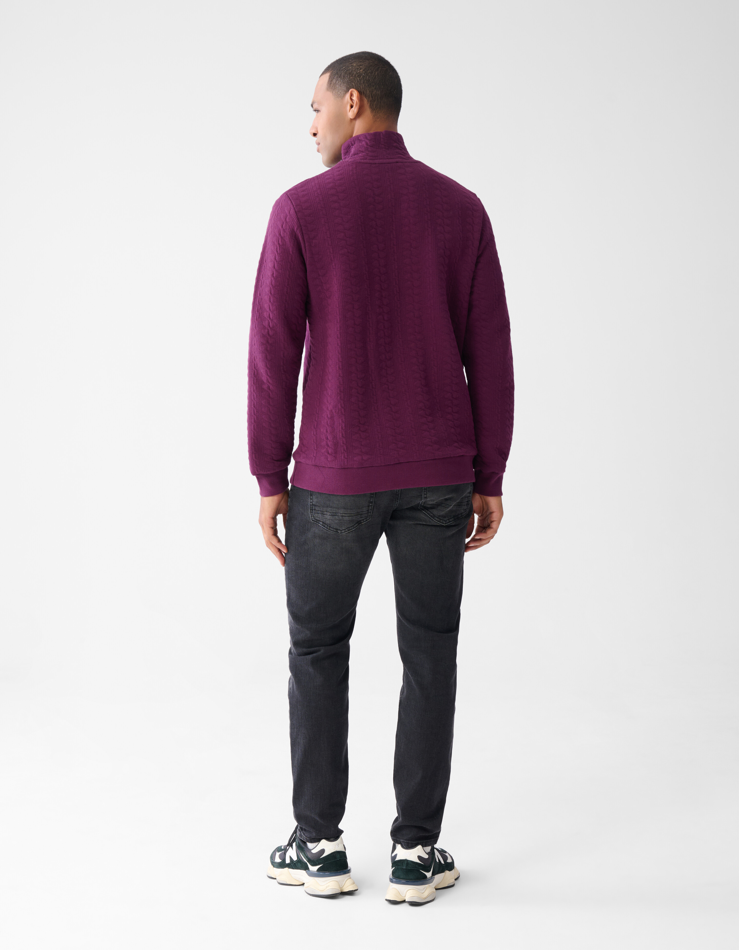 Quilted Zipper Sweater Donkerrood SHOEBY MEN