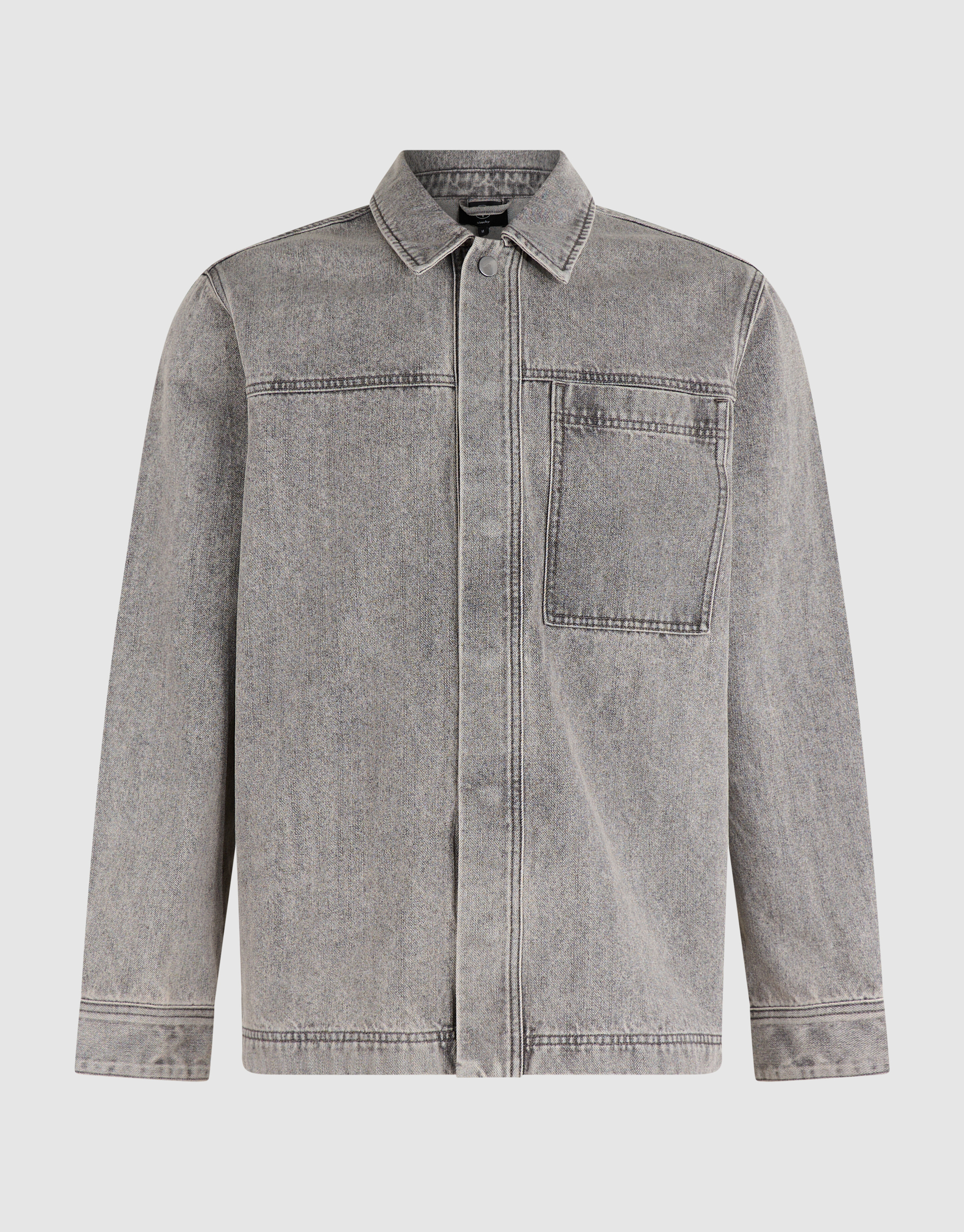 Relaxed Washed Denim Overshirt Grijs SHOEBY MEN
