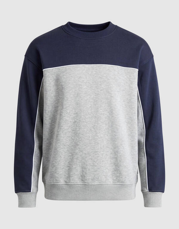 Oversized Piping Sweater Grijs/Donkerblauw SHOEBY BOYS