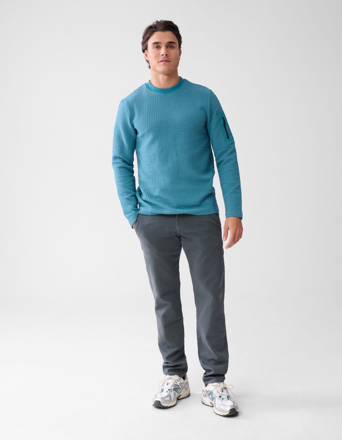 Jersey Structuur Longsleeve Blauw SHOEBY MEN
