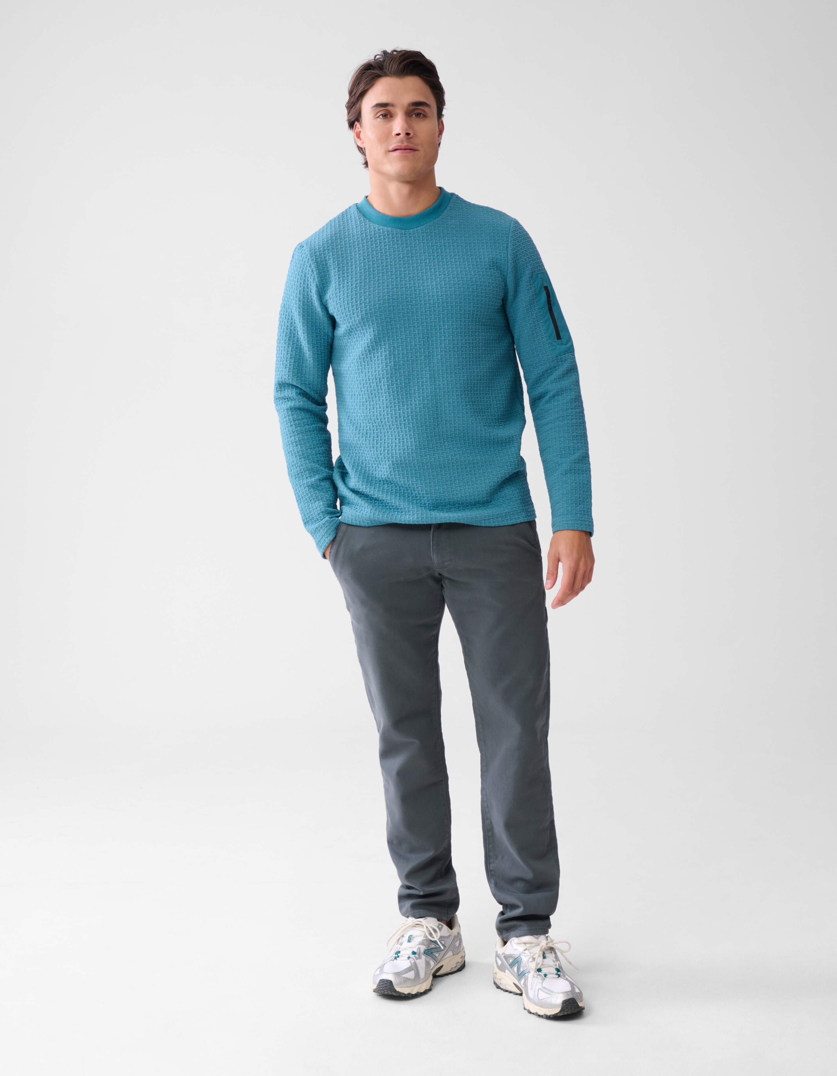 Jersey Structuur Longsleeve Blauw SHOEBY MEN
