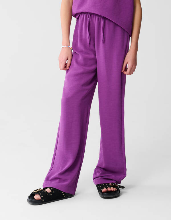 Twist Wide Leg Broek Donkerpaars SHOEBY GIRLS