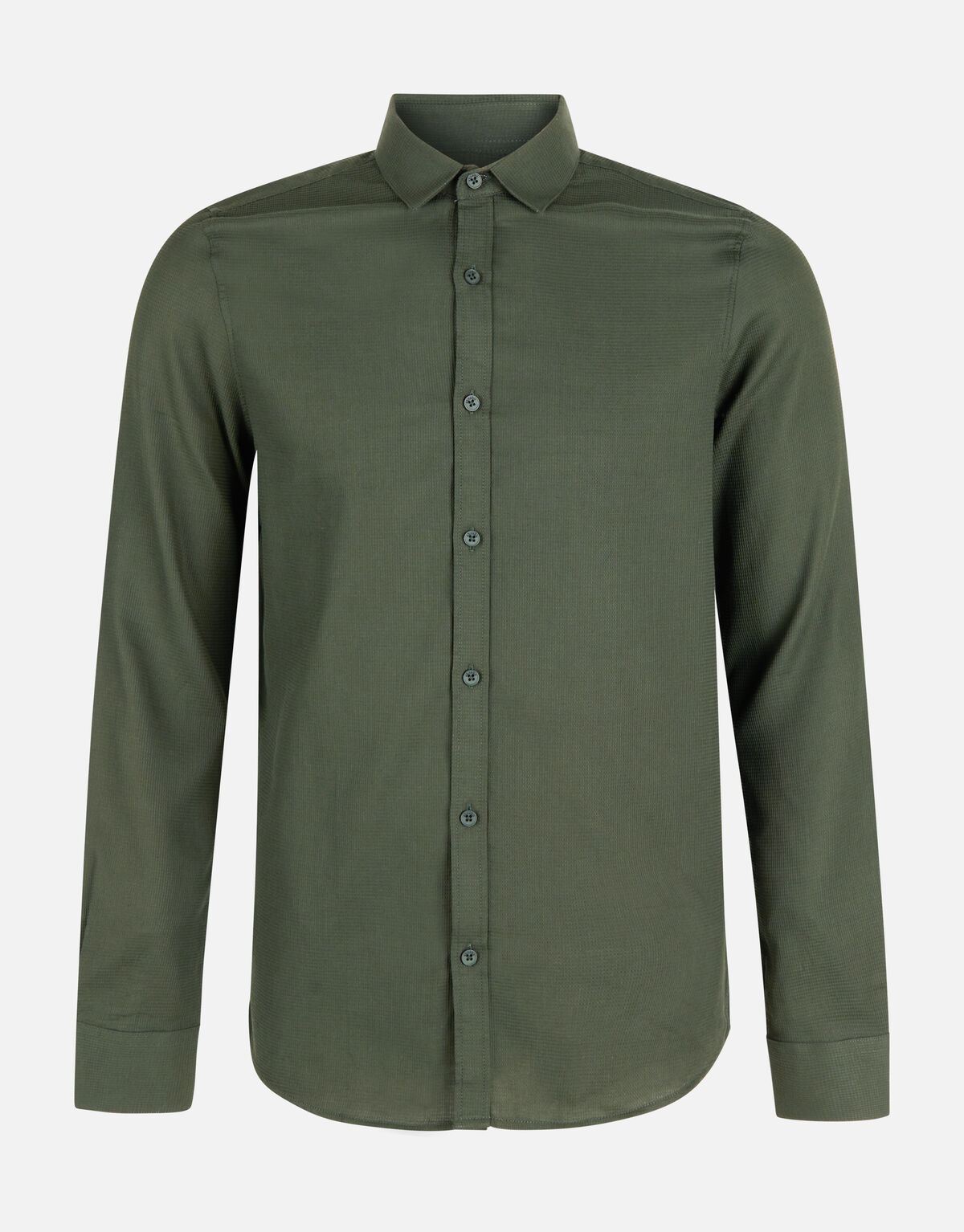 Waffle Overhemd Donkergroen SHOEBY MEN