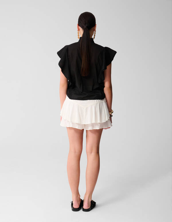 Pintuck Ruffle Top Zwart SHOEBY WOMEN