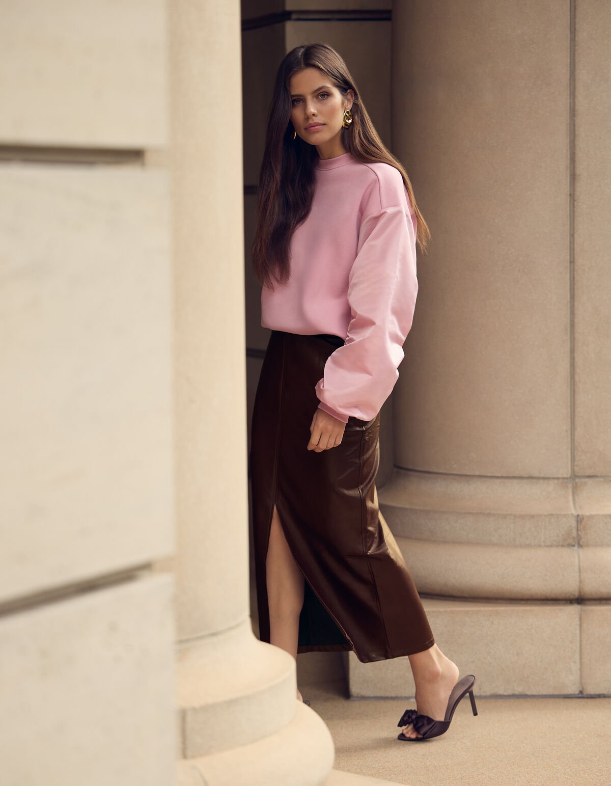 Vegan Leren Maxi Rok Donkerrood SHOEBY WOMEN