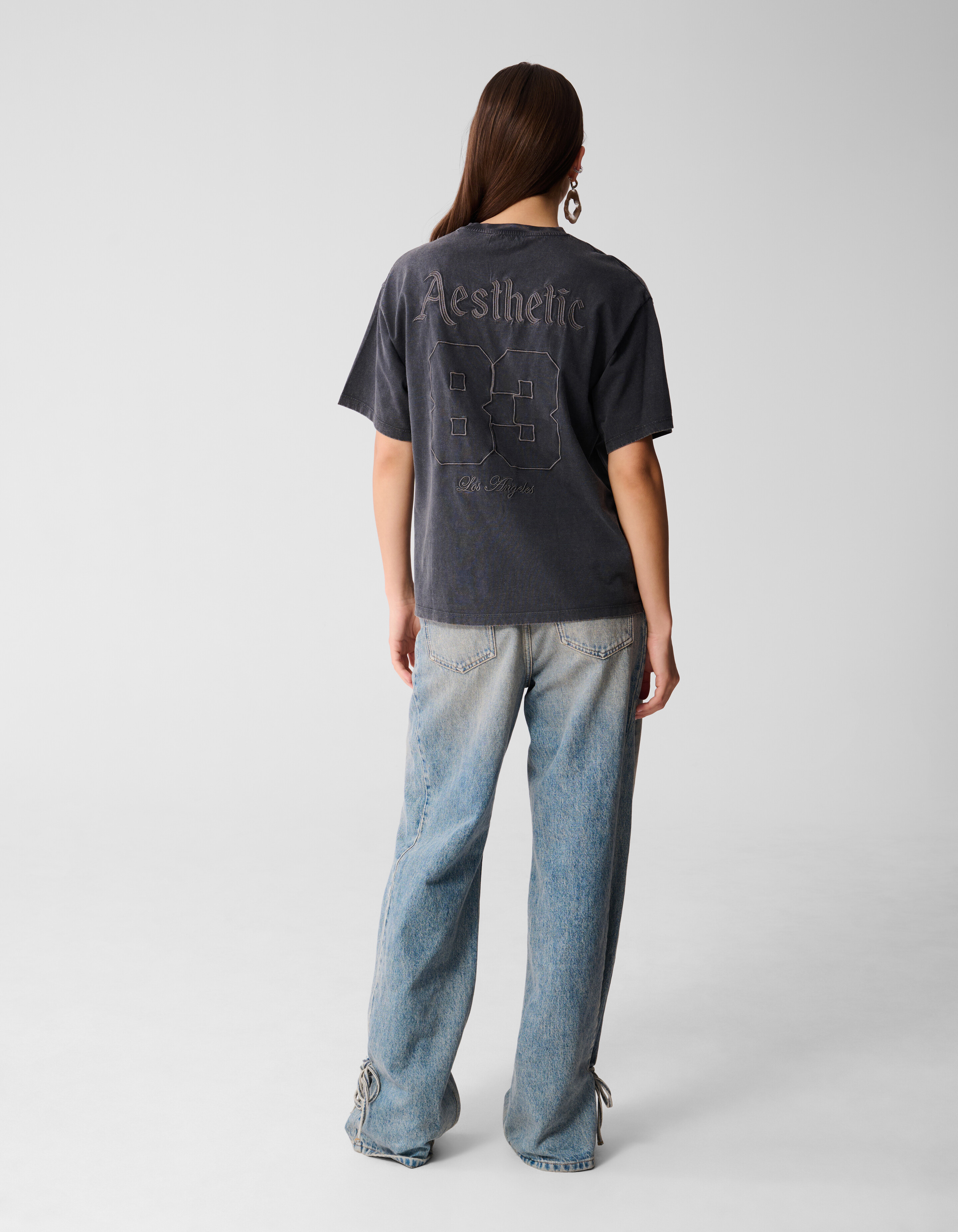 Aesthetic Washed T-shirt Donkergrijs SHOEBY WOMEN