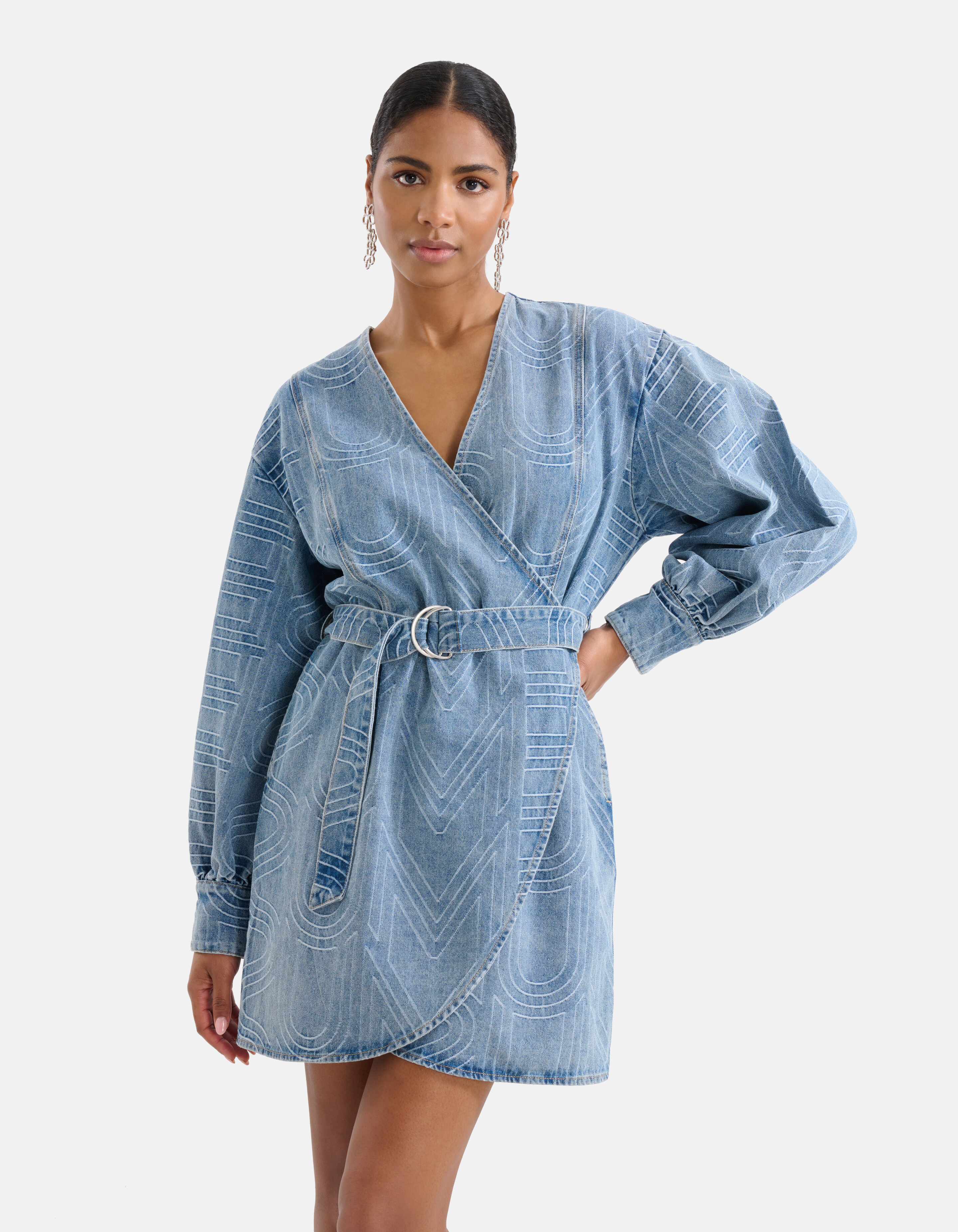 Jacquard Denim Jurk Mediumstone SHOEBY WOMEN
