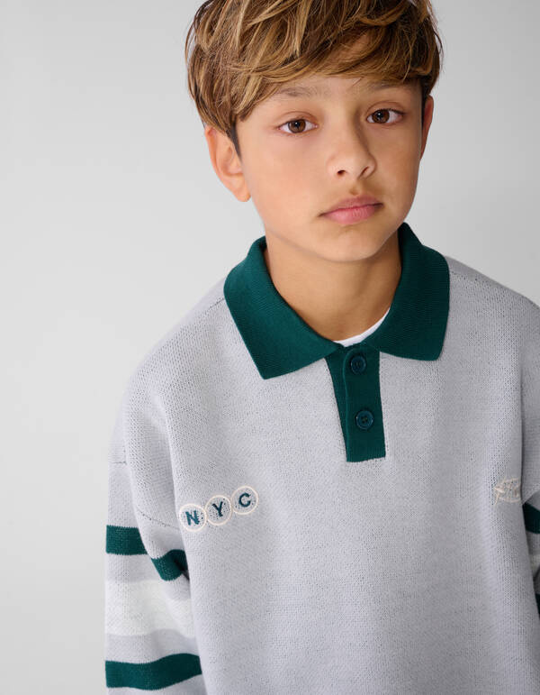 Gestreepte Polo Lichtgrijs SHOEBY BOYS