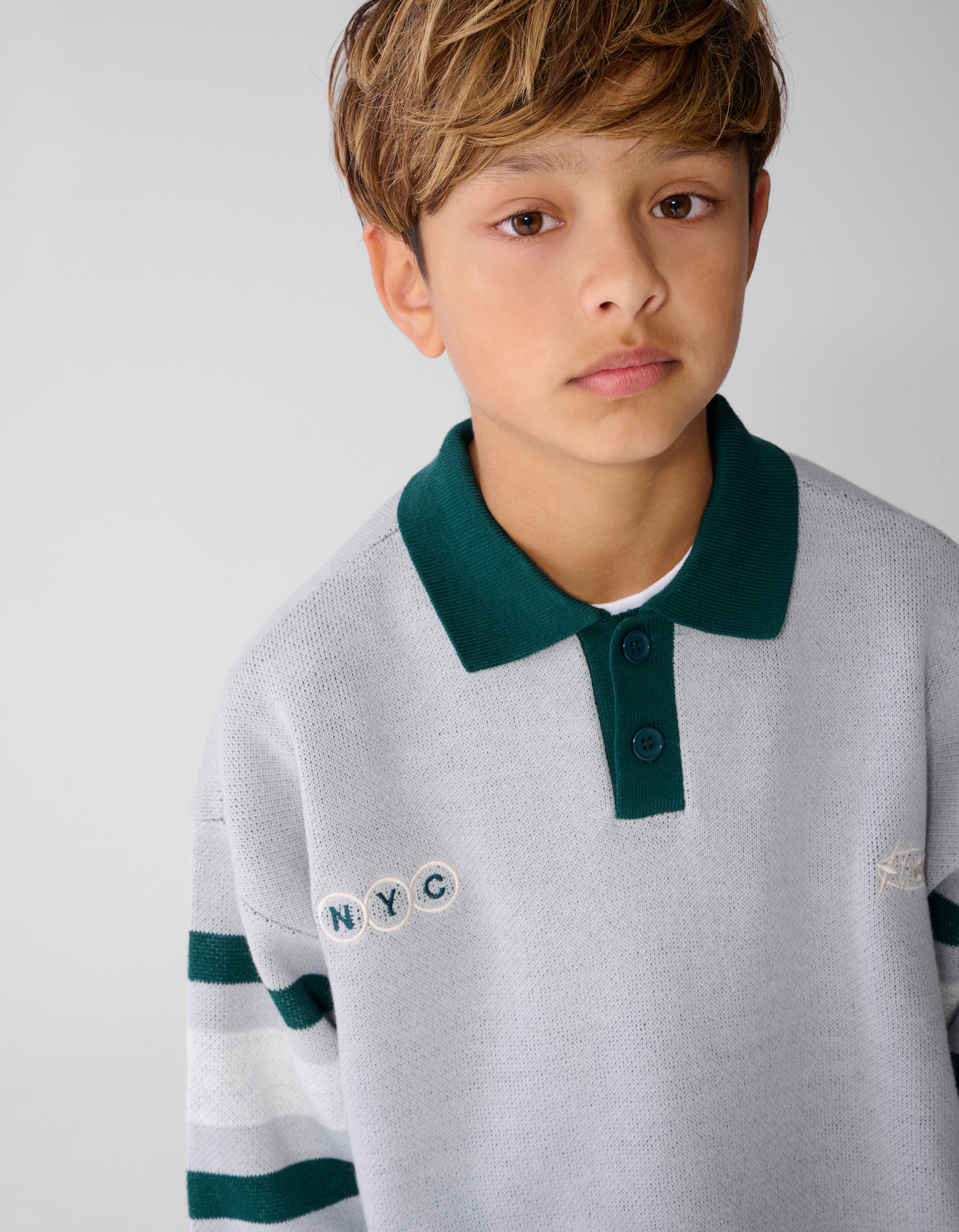 Gestreepte Polo Lichtgrijs SHOEBY BOYS