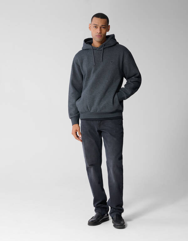 Embroidery Hoodie Donkergrijs SHOEBY MEN