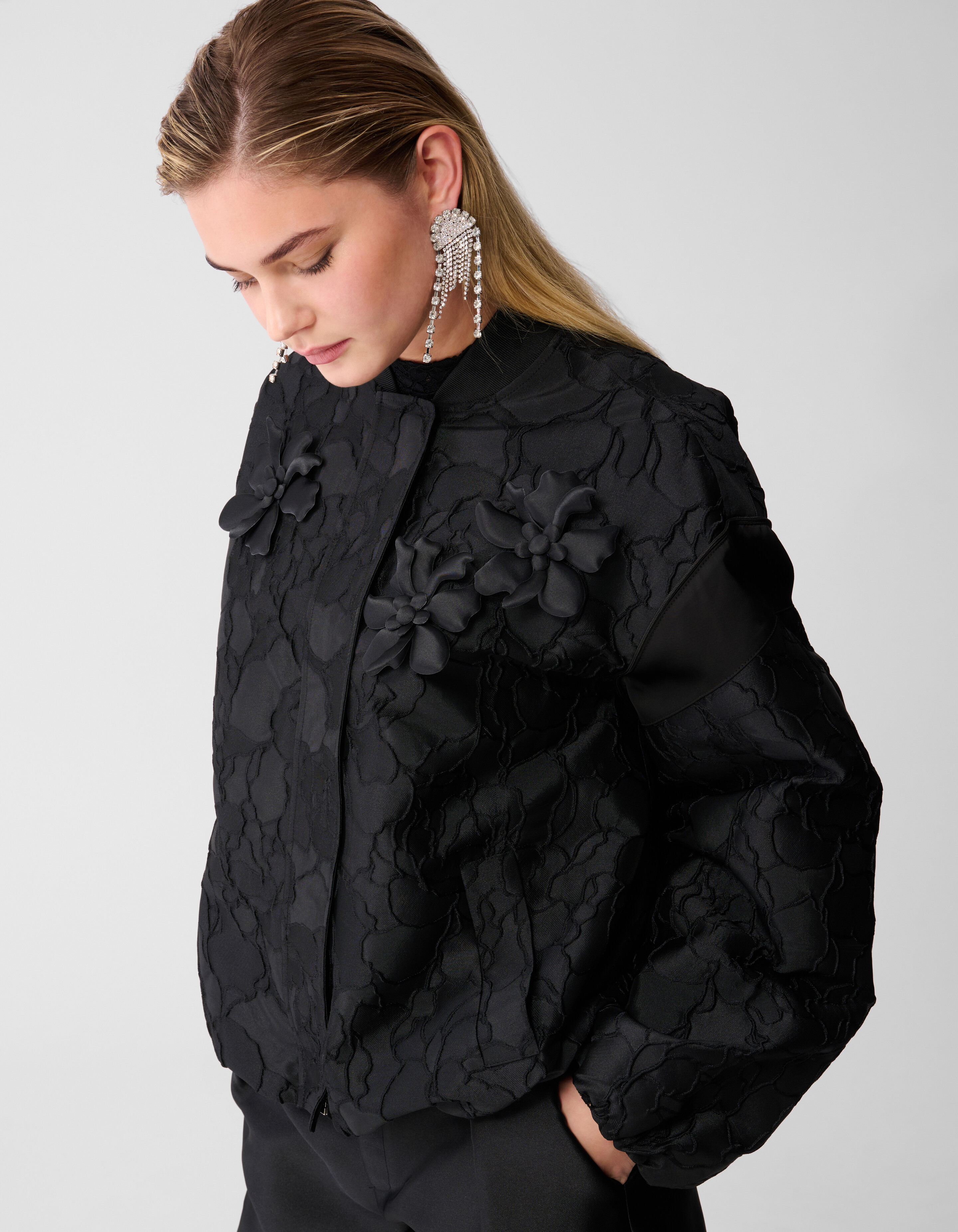 Flower Jacquard Bomber Zwart SHOEBY WOMEN