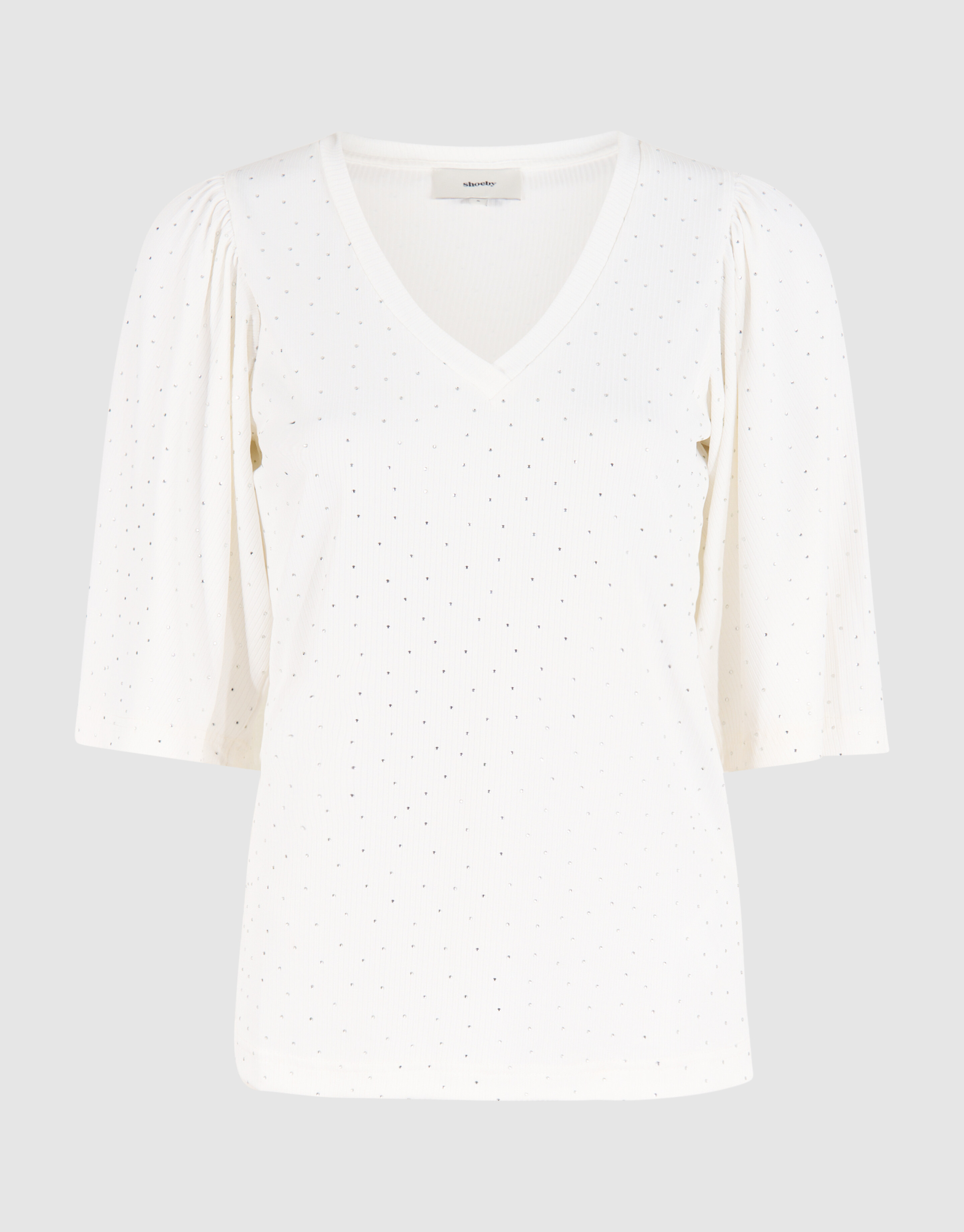 Strass Ruffle Top Gebroken Wit SHOEBY WOMEN