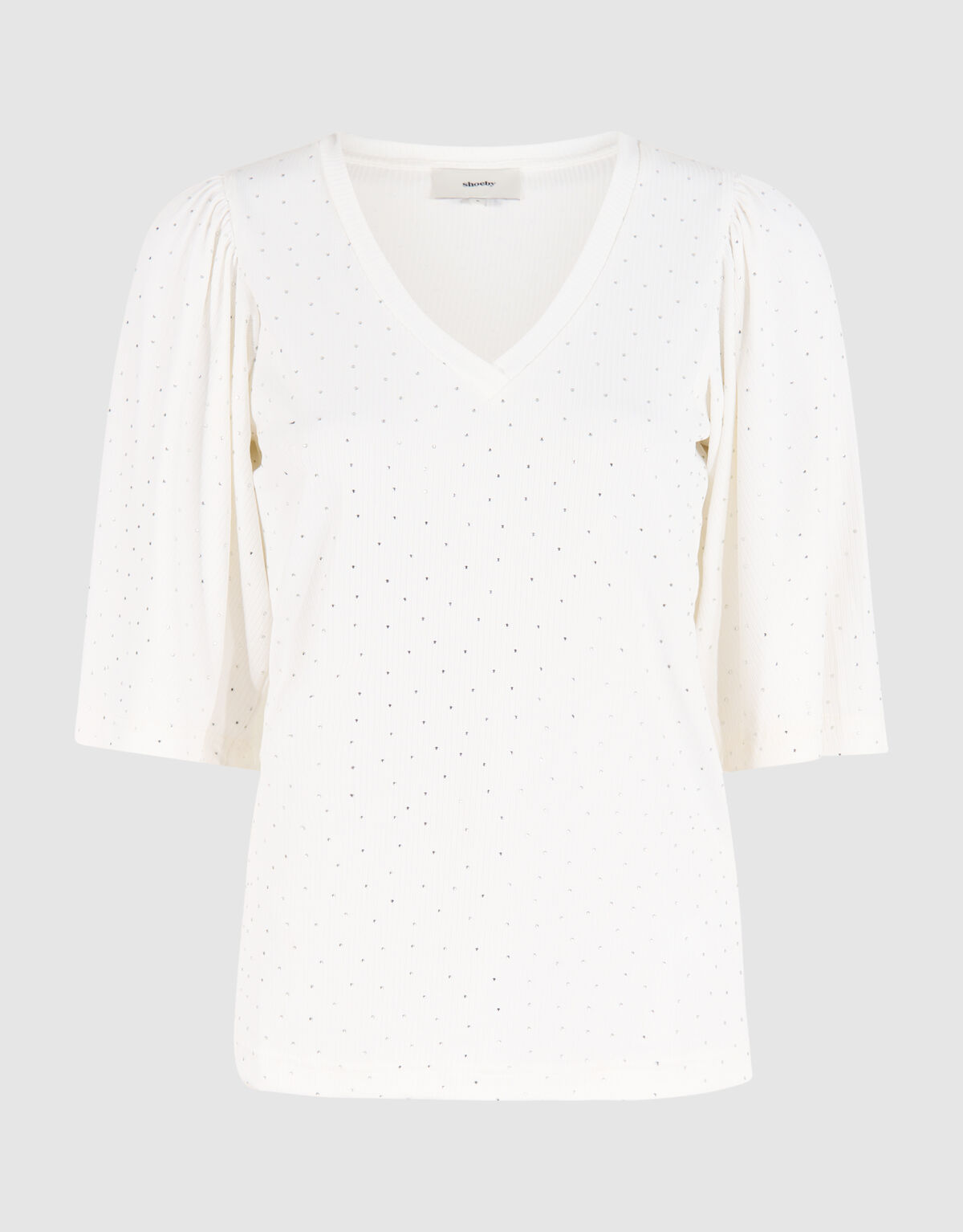 Strass Ruffle Top Gebroken Wit SHOEBY WOMEN