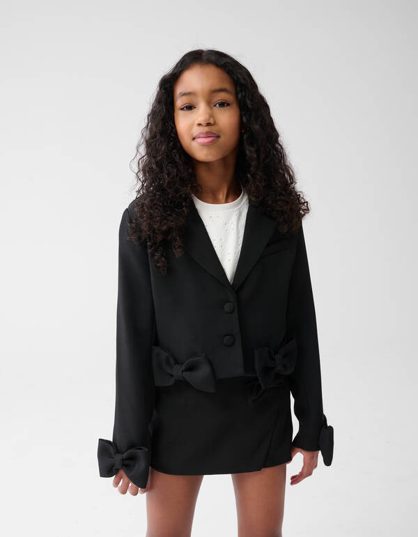 Cropped Strik Blazer Zwart SHOEBY GIRLS