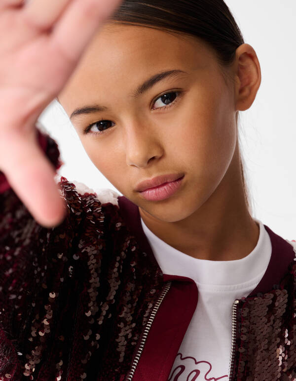 Pailletten Bomber Donkerrood SHOEBY GIRLS