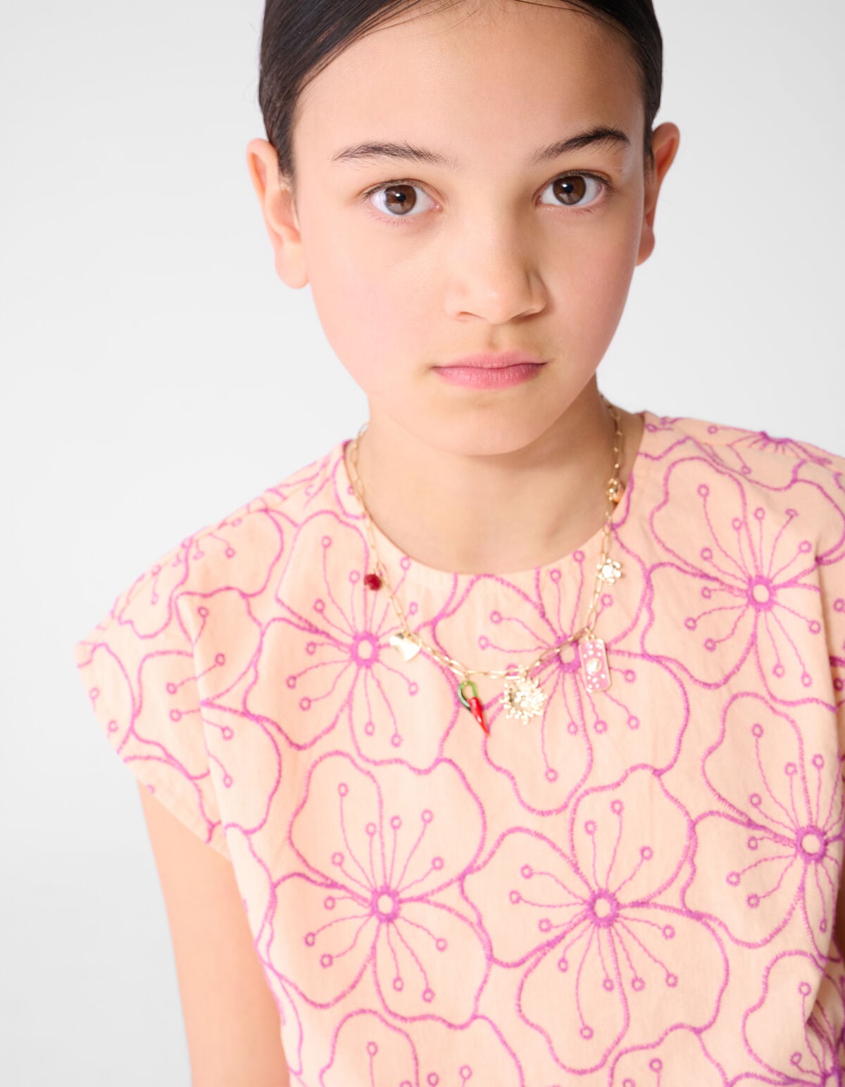Flower Embroidery Blouse Lichtoranje SHOEBY GIRLS