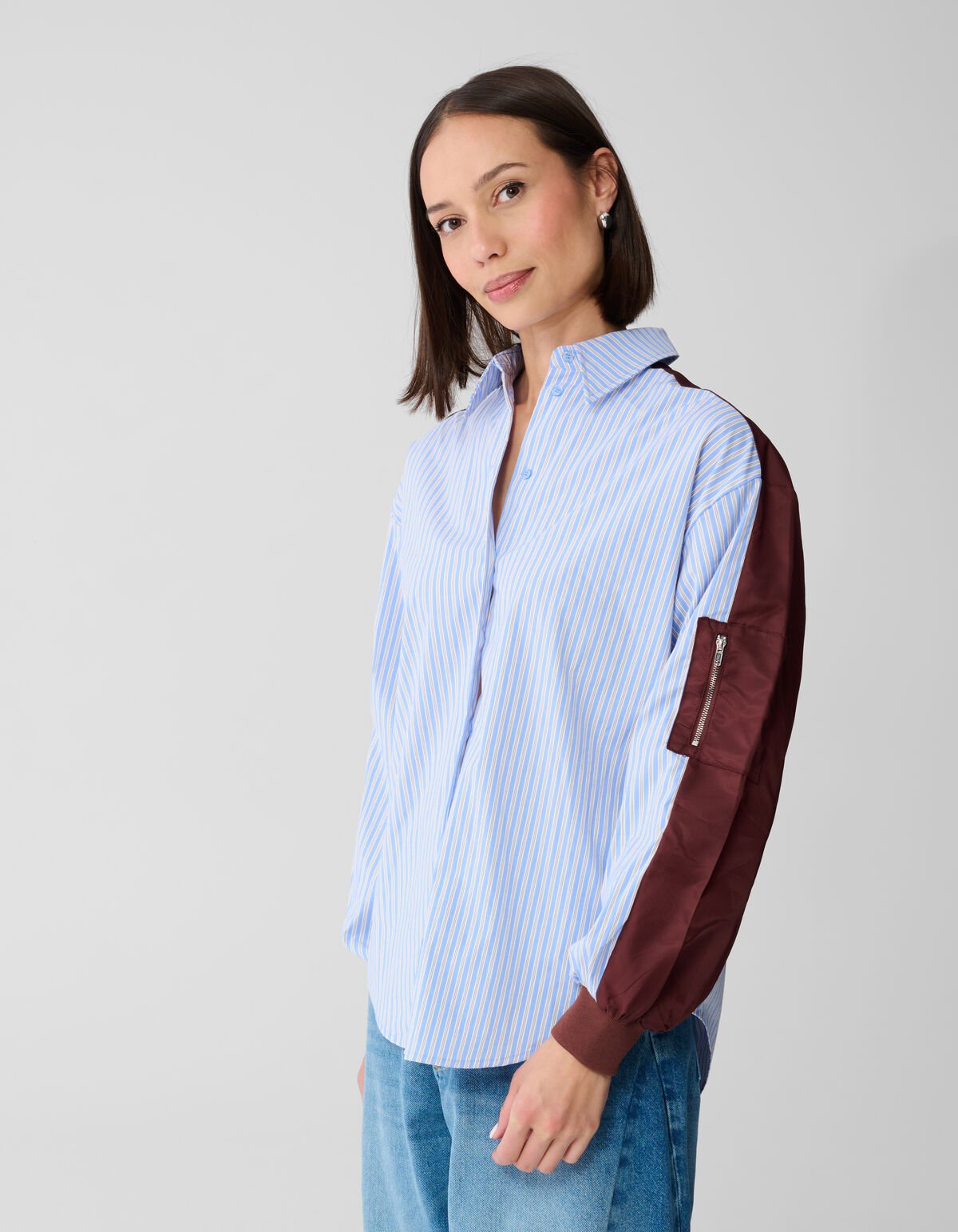 Mix Pinstripe Blouse Blauw/Donkerrood SHOEBY WOMEN