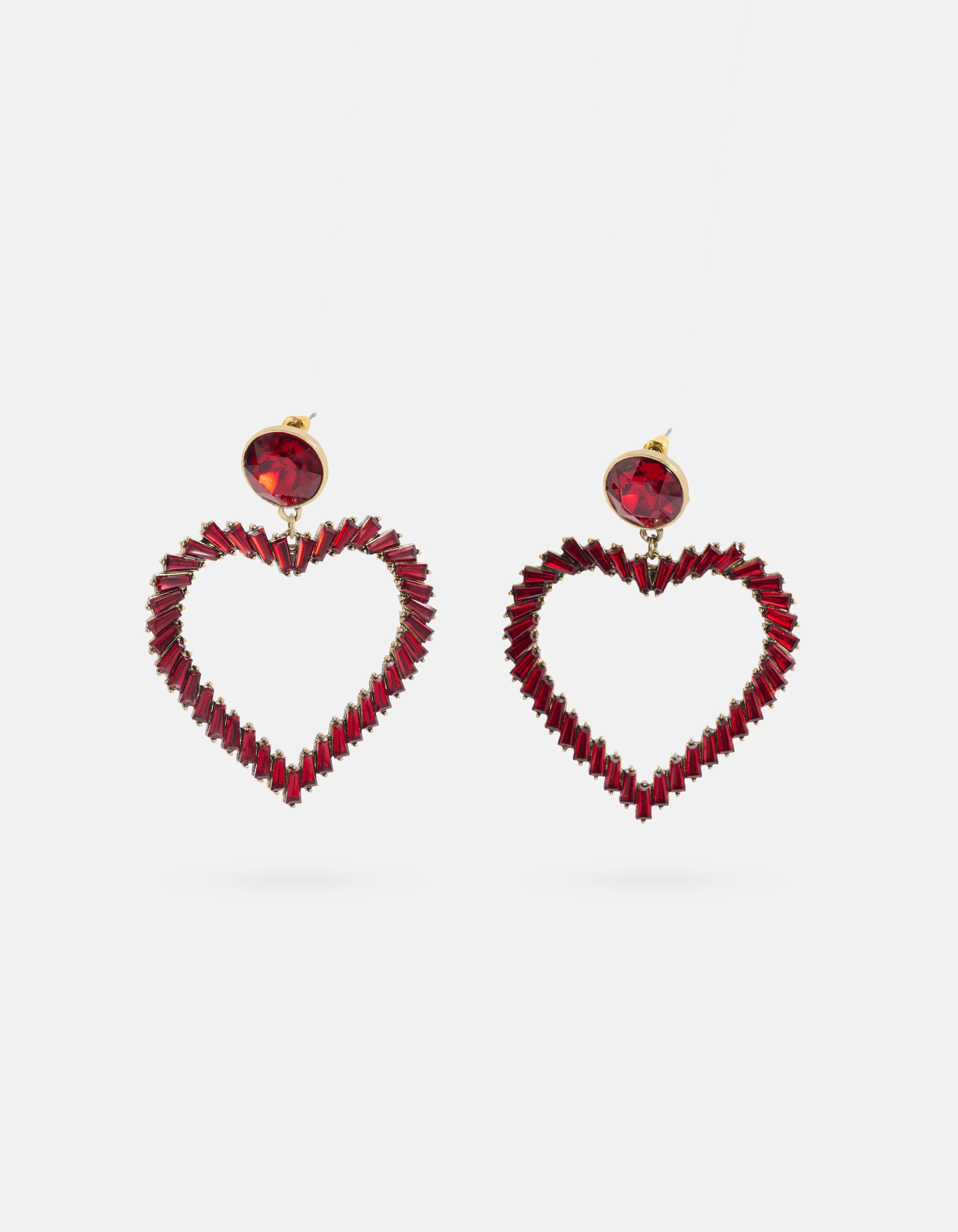 Strass Heart Oorbellen Rood SHOEBY ACCESSOIRES