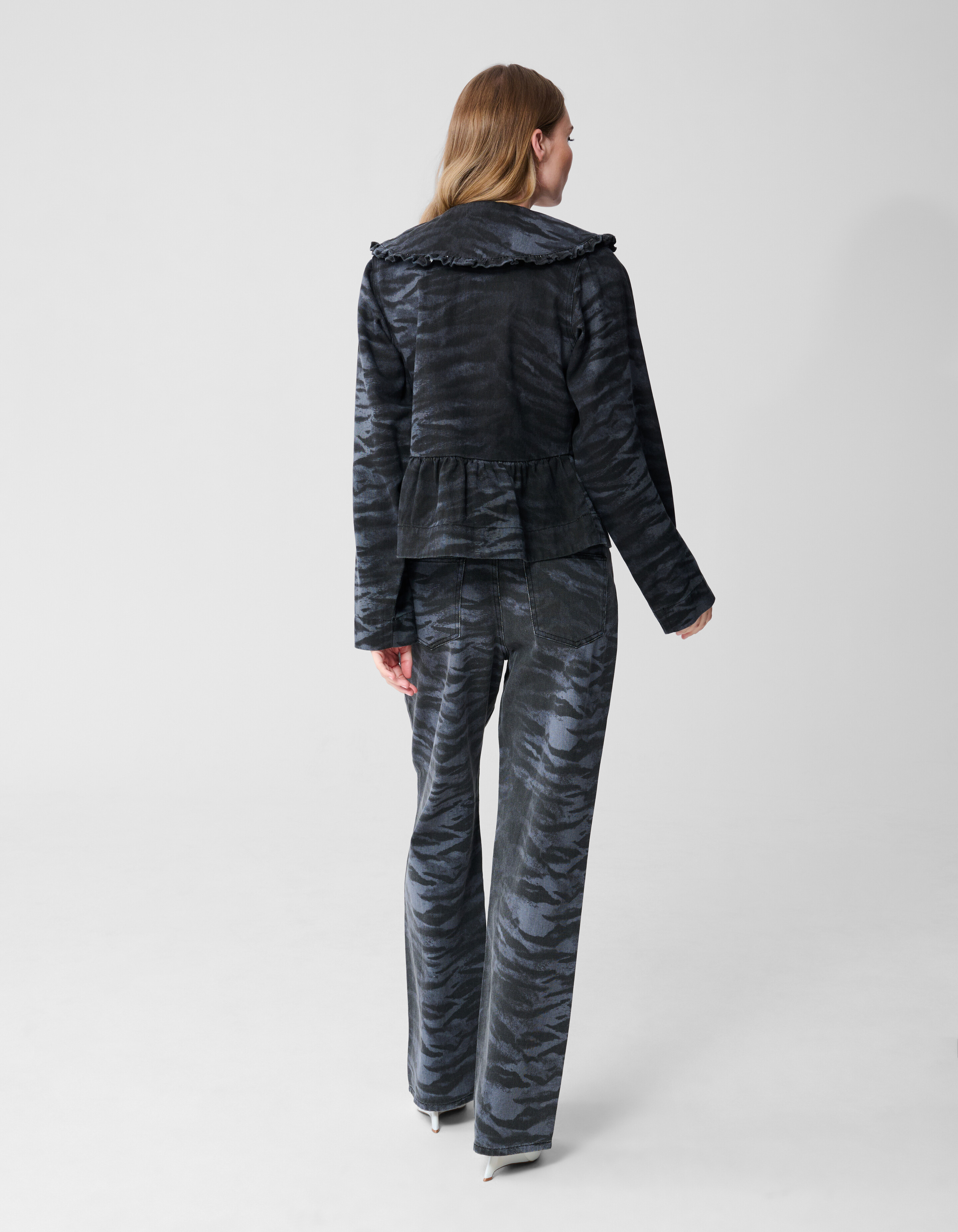 Tijger Collar Blouse Donkergrijs SHOEBY WOMEN