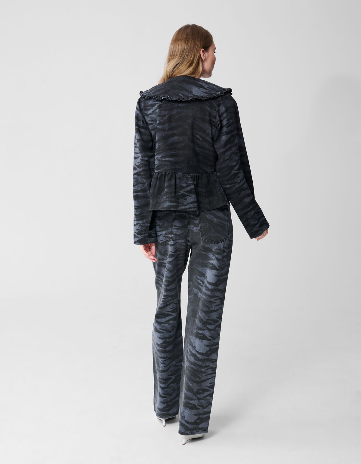 Tijger Collar Blouse Donkergrijs SHOEBY WOMEN