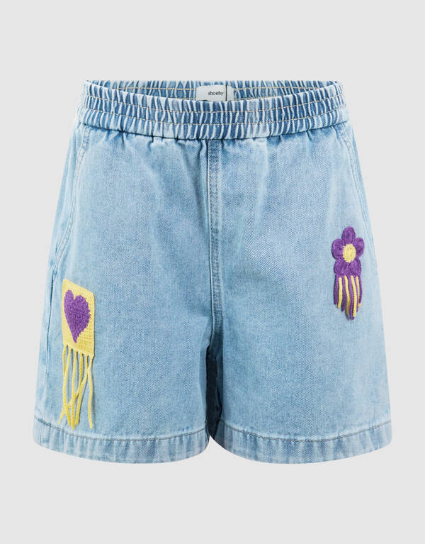 Crochet Denim Short Blauw SHOEBY GIRLS