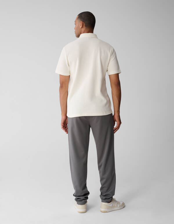 Structuur Jersey Polo Gebroken Wit SHOEBY MEN